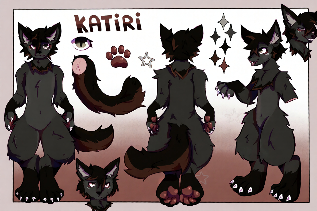 Full fursona reference sheet with color palette